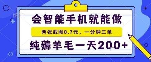 手机项目，二十秒一单，纯薅羊毛一天2张+做就有【揭秘】-朽念云创