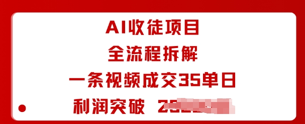 AI收徒项目全流程拆解一条视频成交35单日利润突破1k+-朽念云创