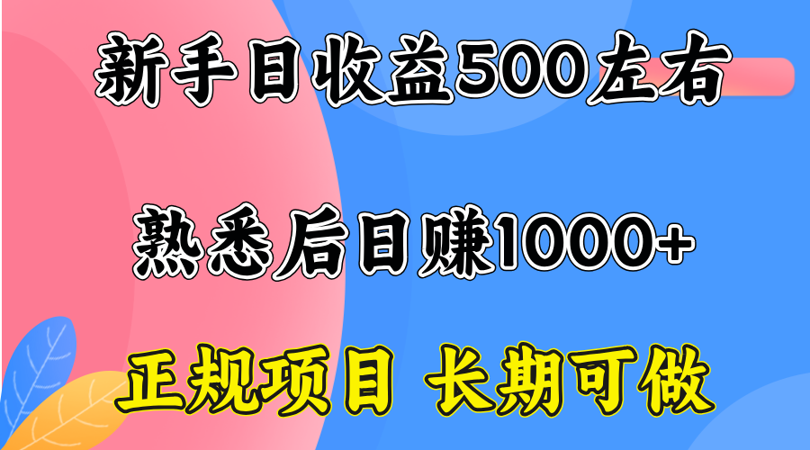 一台电脑，前期日收益300-500，熟练后日入1000左右-朽念云创
