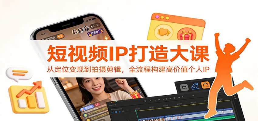 短视频IP打造大课：从定位变现到拍摄剪辑，全流程构建高价值个人IP-朽念云创