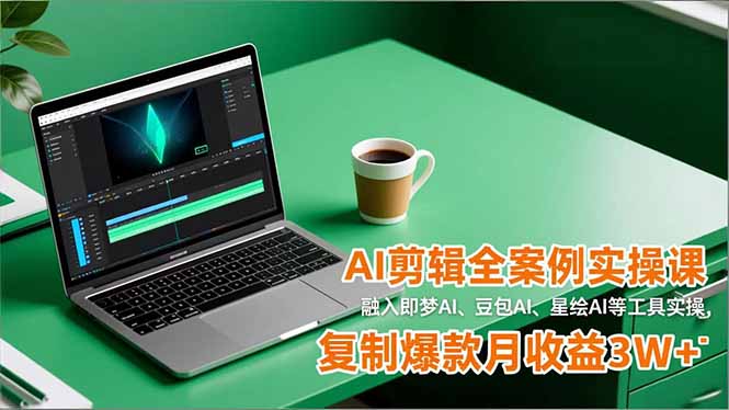 AI剪辑全案例实操课，融入即梦AI、豆包AI、星绘AI等工具实操，复制爆款月收益3W+-朽念云创