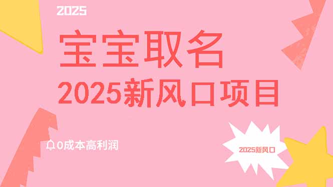 2025新风口项目宝宝取名，0成本高利润，附保姆级教程，月入过万不是梦-朽念云创