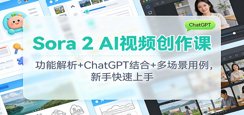 Sora 2 AI视频创作课：功能解析+ChatGPT结合+多场景用例，新手快速上手-朽念云创