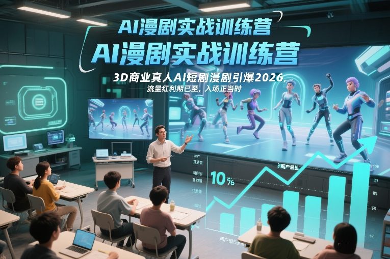AI漫剧实战训练营，3D商业真人AI短剧漫剧引爆2026，流量红利期已至，入场正当时-朽念云创