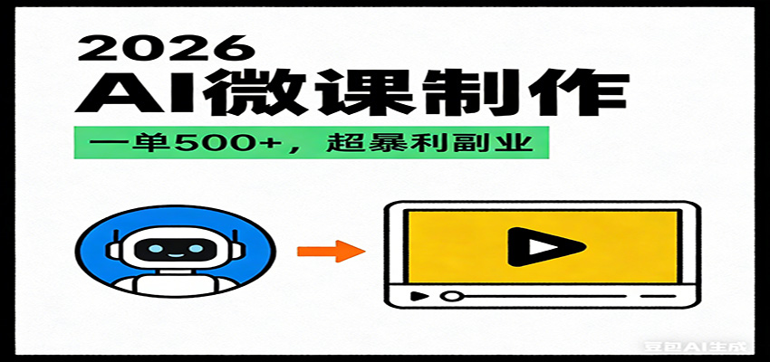 2026AI 风口最稳副业：微课代写制作，一单 500+，人人可做的蓝海项目-朽念云创