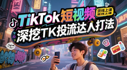 TikTok短视频带货线上课,深挖TK投流达人打法-朽念云创