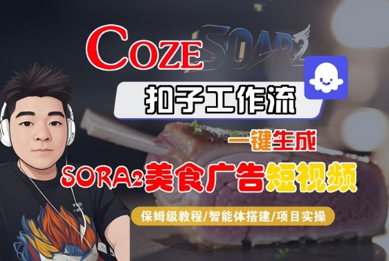 Coze扣子智能体工作流一键生成“SORA2美食广告“短视频，全流程保姆级教学-朽念云创