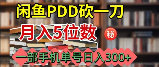 闲鱼PDD砍一刀，一部手机就可以操作，单号日入3张-朽念云创