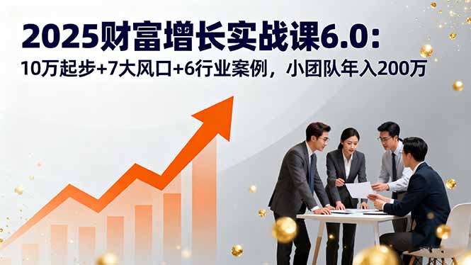 2025财富增长实战课6.0：10万起步+7大风口+6行业案例，小团队年入200万-朽念云创