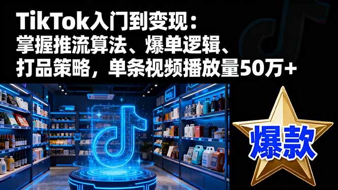 TikTok入门到变现：掌握推流算法、爆单逻辑、打品策略，单条视频播放量50w-朽念云创