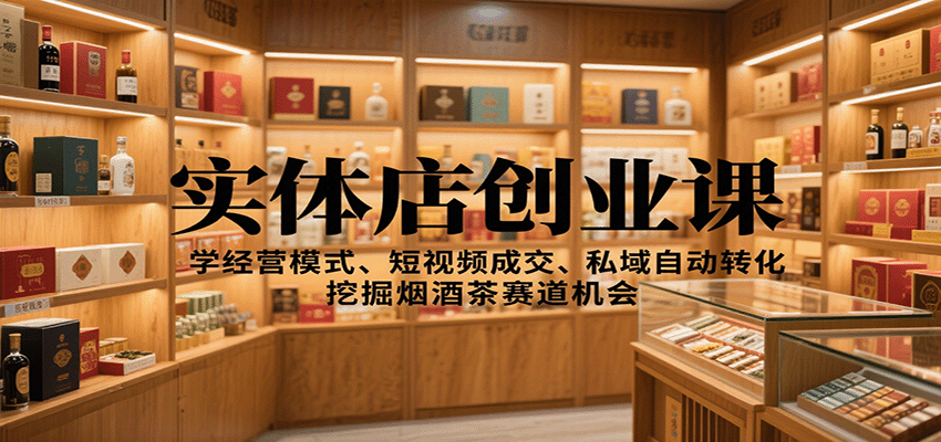 实体店创业课：学经营模式、短视频成交、私域自动转化，挖掘烟酒茶赛道机会-朽念云创