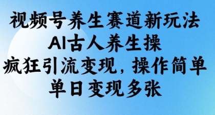 视频号养生赛道新玩法，AI古人养生操，疯狂引流变现，操作简单，单日变现多张-朽念云创