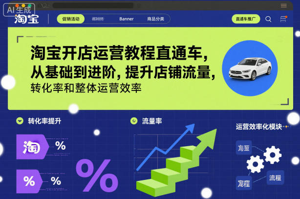 淘宝开店运营教程直通车，从基础到进阶，提升店铺流量，转化率和整体运营效率(更新26年1月)-朽念云创