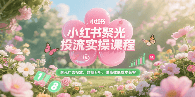 小红书聚光投流实操课程，聚光广告投放、数据分析、做高效低成本获客-朽念云创