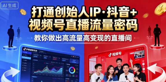 25年直播9-10两期线下课，打通创始人IP，抖音+视频号直播流量密码，教你做出高流量高变现的直播间-朽念云创