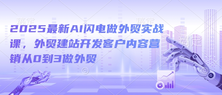 2025最新AI闪电做外贸实战课，外贸建站开发客户内容营销从0到3做外贸-朽念云创