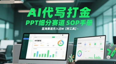 AI代写打金，PPT细分赛道SOP手册，蓝海赛道月入过W【附工具】-朽念云创