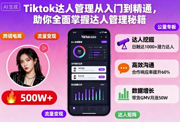 Tiktok达人管理从入门到精通，助你全面掌握达人管理秘籍-朽念云创