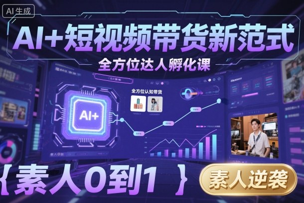 AI+短视频带货新范式全方位达人孵化课，素人也可以从0到1，全方位认知短视频带货-朽念云创