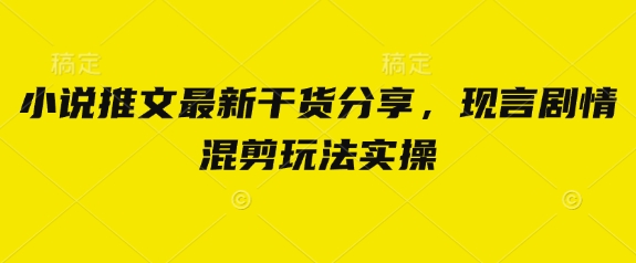 小说推文最新干货分享，现言剧情混剪玩法实操-朽念云创