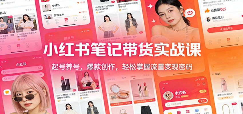 小红书笔记带货实战课：起号养号，爆款创作，轻松掌握流量变现密码-朽念云创
