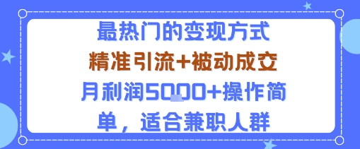 小众赛道玩法：当下最热门的变现方式，精准引流+被动成交月利润5k+操作简单，适合兼职人群-朽念云创