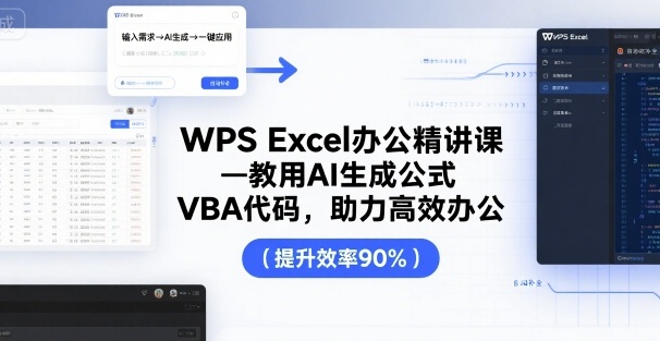 WPS Excel办公精讲课，教用 AI 生成公式，VBA 代码，助力高效办公-朽念云创