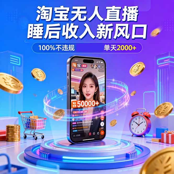 淘宝无人直播，不违规不封号，直播100小时卖了5万，年底旺季！-朽念云创