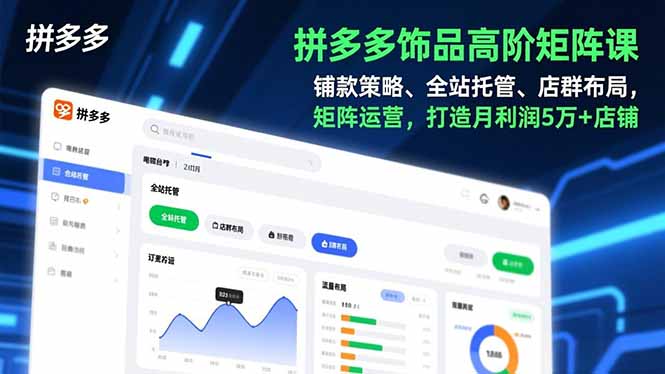 拼多多饰品高阶矩阵课,铺款策略、全站托管、店群布局,矩阵运营,打造月利润5万+店铺-朽念云创