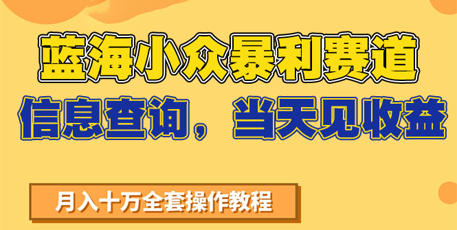 蓝海小众暴利赛道，信息查询，当天见收益，不讲玄学，7天搞了2万+-朽念云创