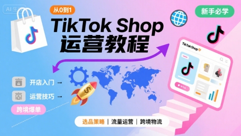 TikTok Shop从0到1运营教程,TikTok跨境电商新手必学课程-朽念云创
