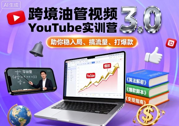 跨境油管视频YouTube实训营3.0,助你稳入局、搞流量、打爆款-朽念云创
