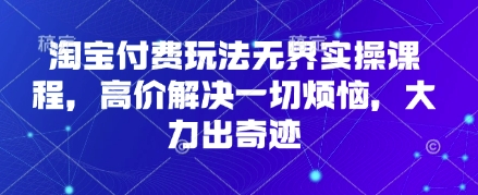 淘宝付费玩法无界实操课程，高价解决一切烦恼，大力出奇迹-朽念云创
