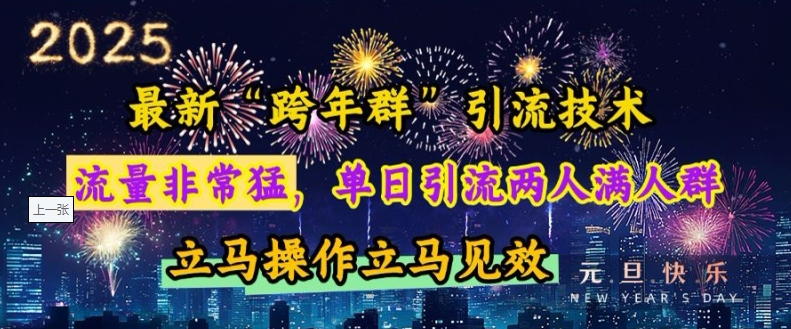 最新“跨年群”引流，流量非常猛，单日引流两人满人群，立马操作立马见效【揭秘】-朽念云创