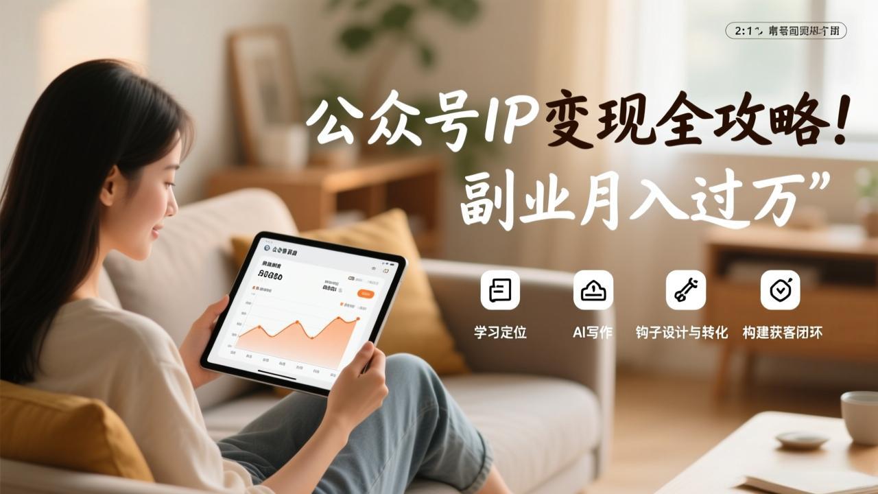 公众号IP变现全攻略，学习定位、AI写作、钩子设计与转化，构建获客闭环，副业月入过万-朽念云创