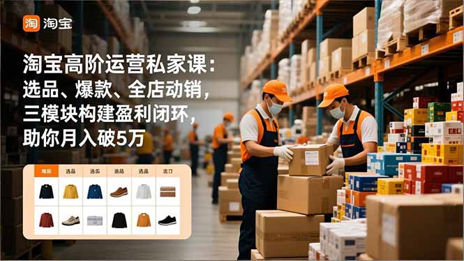 淘宝高阶运营私家课：选品、爆款、全店动销，三模块构建盈利闭环，助你月入破5万(更新12月-朽念云创