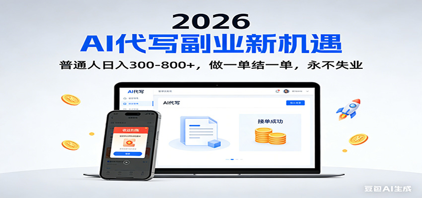2026 副业首选！AI 代写日入 300-800，普通人0门槛，做一单结一单！-朽念云创