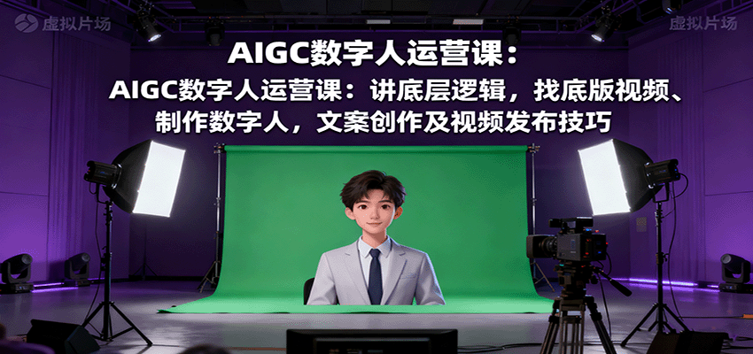 AIGC数字人运营课：讲底层逻辑，找底版视频、制作数字人，文案创作及视频发布技巧-朽念云创