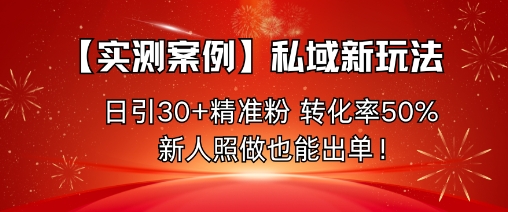 【实测案例】私域新玩法,日引30+精准粉,转化率50%,新人照做也能出单!-朽念云创