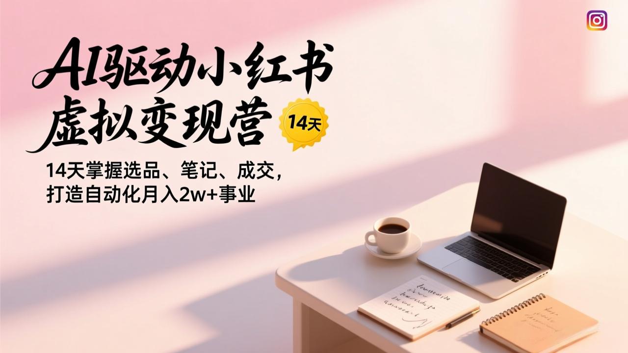 AI驱动小红书虚拟变现营,14天掌握选品、笔记、成交,打造自动化月入2w+事业-朽念云创