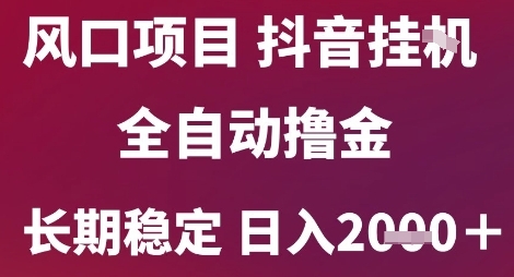 风口项目，六月最新玩法抖音无人挂G，全自动撸金，长期稳定 日入2k+【揭秘】-朽念云创