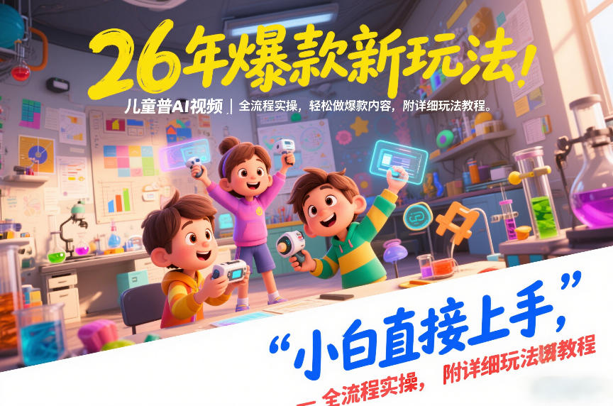 26年爆款新玩法，儿童科普AI视频，全流程实操，轻松做爆款内容，小白直接上手，附详细玩法教程-朽念云创