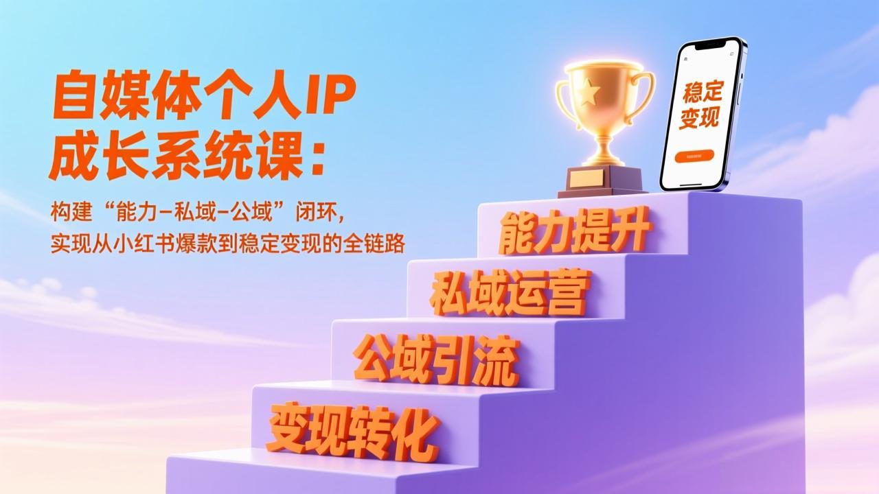 自媒体个人IP成长系统课：构建“能力-私域-公域”闭环，实现从小红书爆款到稳定变现的全链路-朽念云创