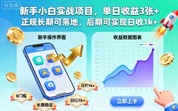 新手小白实战项目,单日收益3张+,正规长期可落地,后期可实现日收1k+【揭秘】-朽念云创