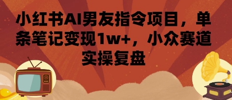 小红书AI男友指令项目，单条笔记变现1w+，小众赛道实操复盘-朽念云创
