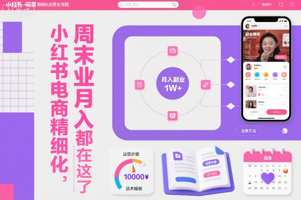 小红书电商精细化运营全流程，周末副业月入1W+，全套方法都在这了-朽念云创