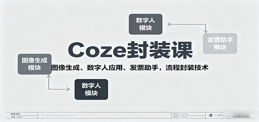 Coze封装课，图像生成、数字人应用、发票助手，流程封装技术-朽念云创