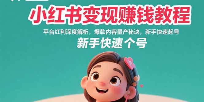 小红书变现赚钱教程：平台红利深度解析，爆款内容量产秘诀，新手快速起号-朽念云创