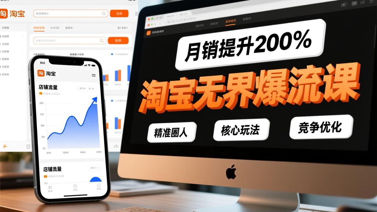 淘宝无界爆流课，精准圈人、核心玩法、竞争优化，快速引爆店铺流量，月销提升200%-朽念云创