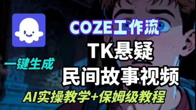 Coze扣子工作流一键生成TK悬疑民间故事视频,AI实操教学+保姆级教程-朽念云创